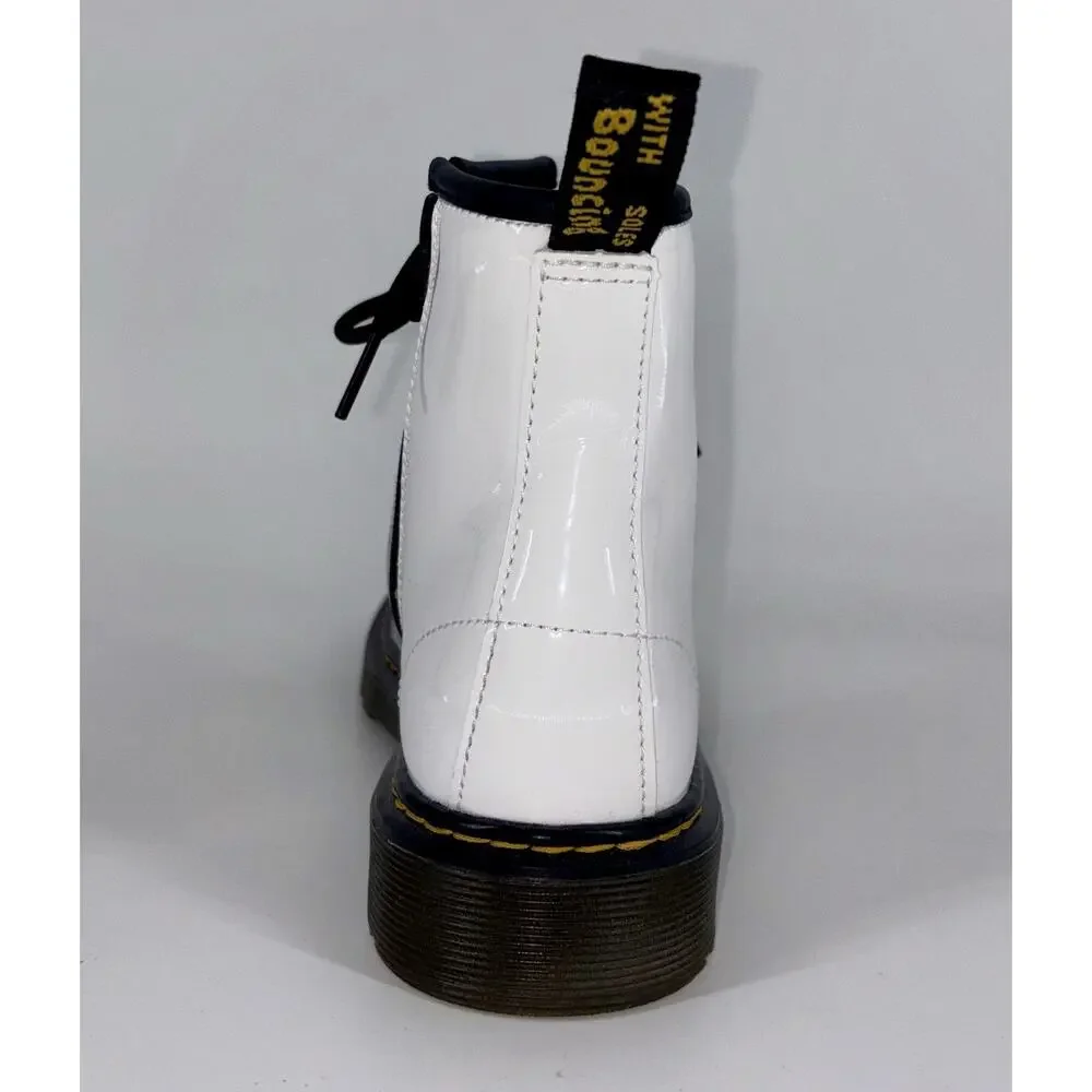Dr Martens Doc 1460Y Youth Patent Leather Boots White US Big Girl 5‎ Grunge Boho